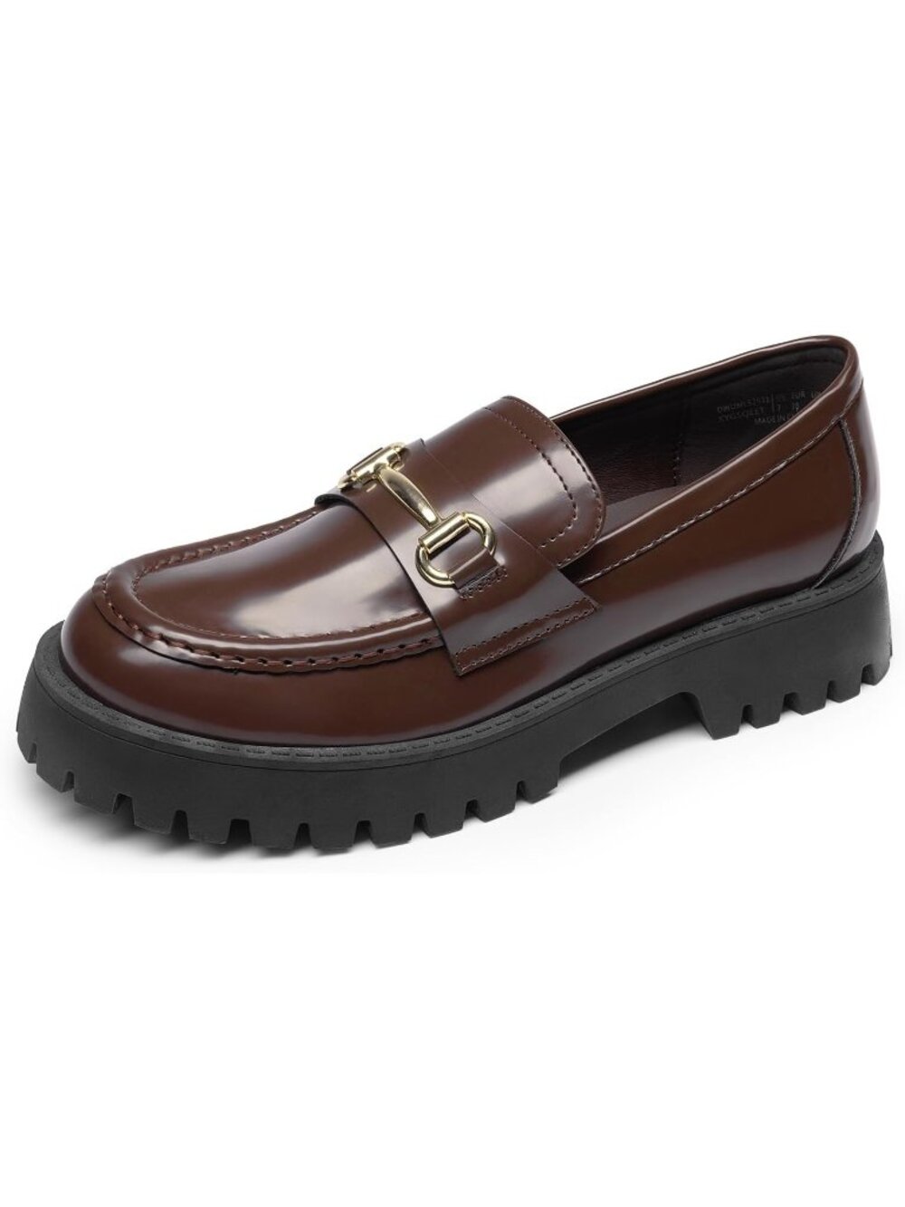 Womens Brown Faux Leather Dream Pairs Platform Chunky Loafers Pull-On Loafers